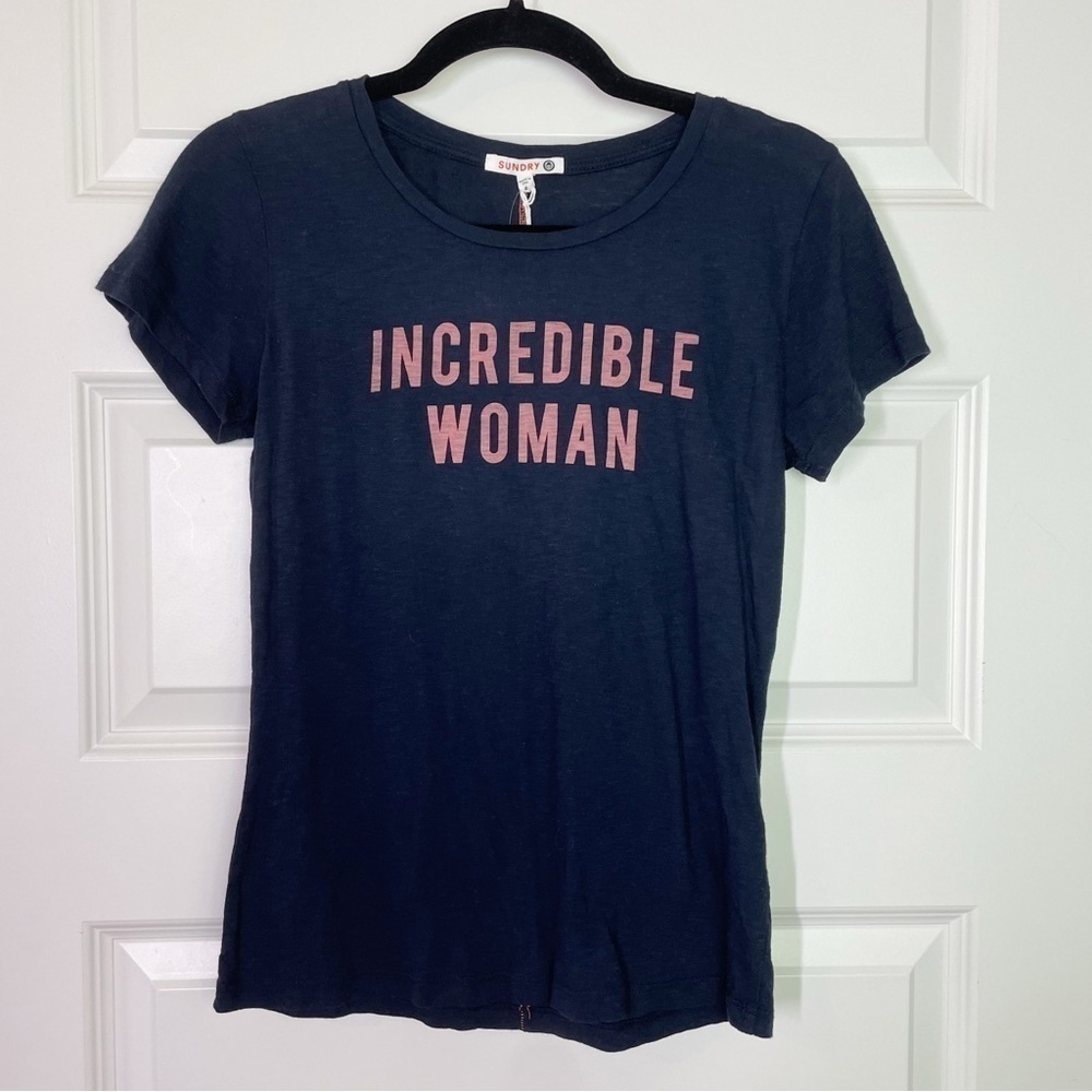 New Sundry Incredible Woman Graphic Tee Navy Blue XS